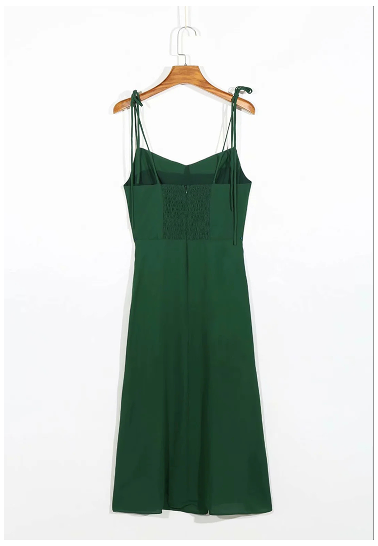 High waist sexy side split hem lace up suspender Knee Length Dress 7101