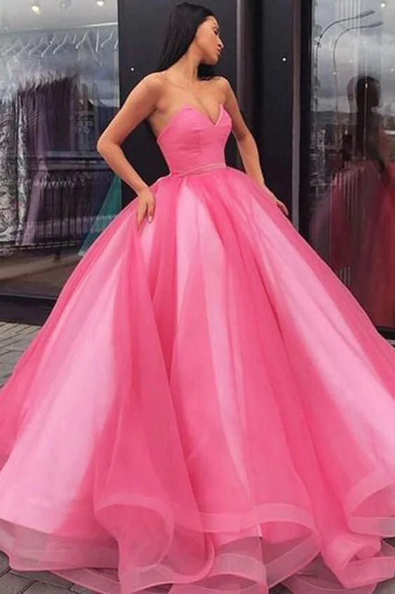 Princess Ball Gown Sweetheart Pink Floor Length Prom/Evening Dress gh1158