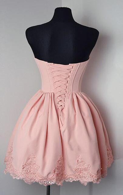 Short Pink Homecoming Dress, Strapless Sweetheart Prom Dress,Short Homecoming Dress, A-Line Open Back Graduation Dress,Cute Short Prom Dresses,Sweet 16 Cocktail Dresses,Homecoming Dress gh892