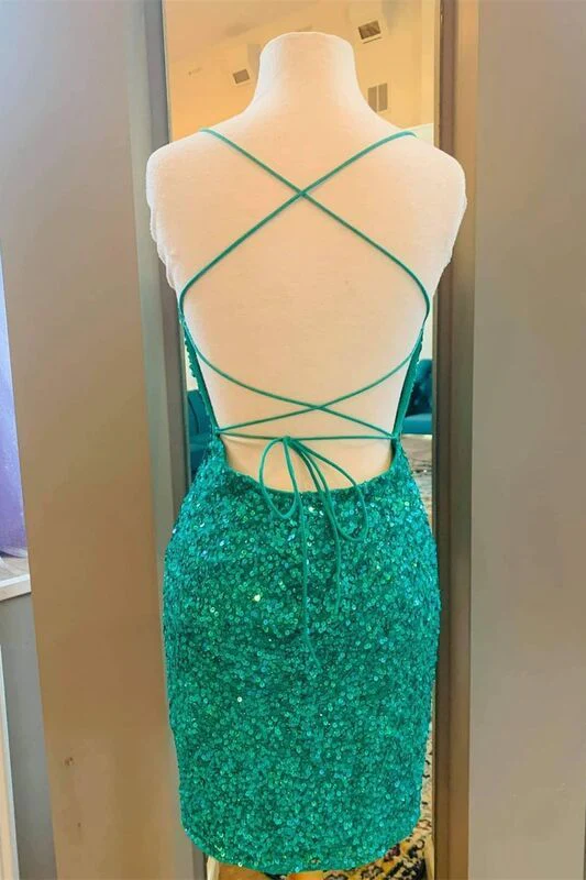 Tight Green Sequins Mini Homecoming Dress gh1195