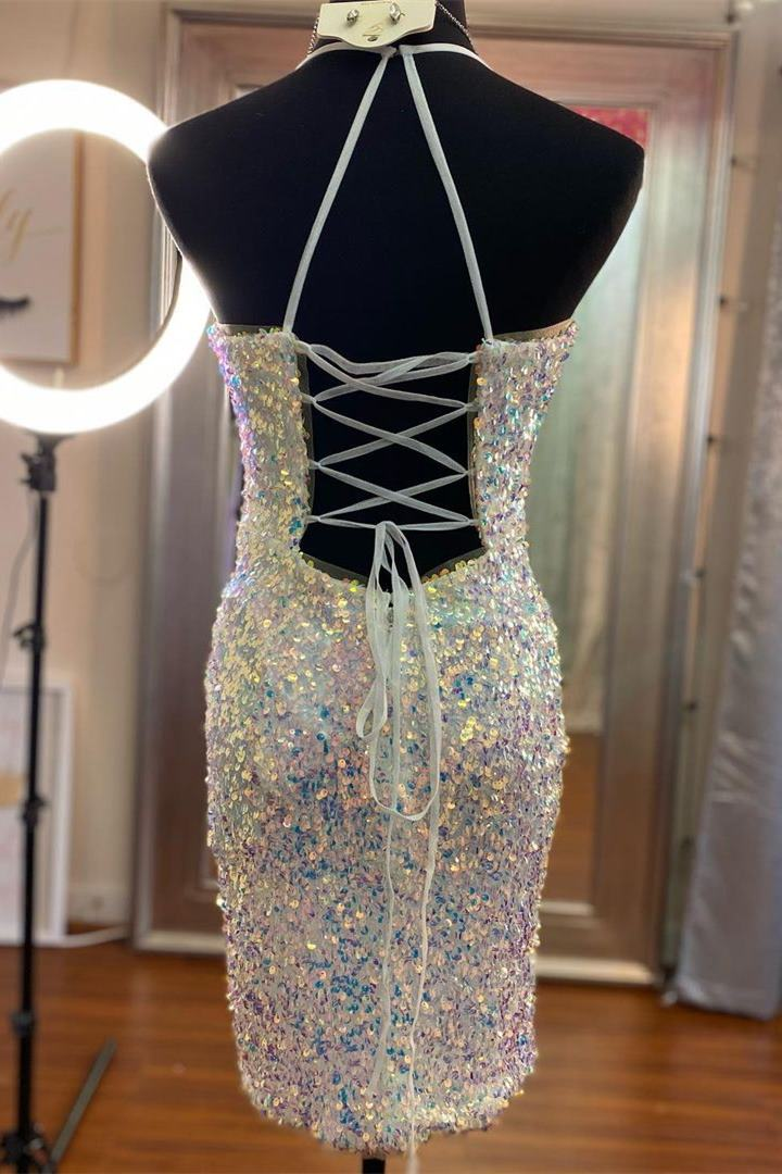 Robe de soirée moulante à paillettes bleu ombré gh1505