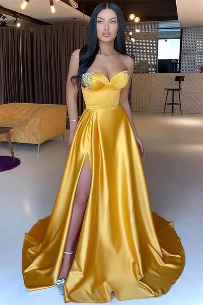 MERMAID SWEETHEART FLOOR-LENGTH HIGH SPLIT SLEEVELESS BACKLESS BEADED PROM DRESS gh2037