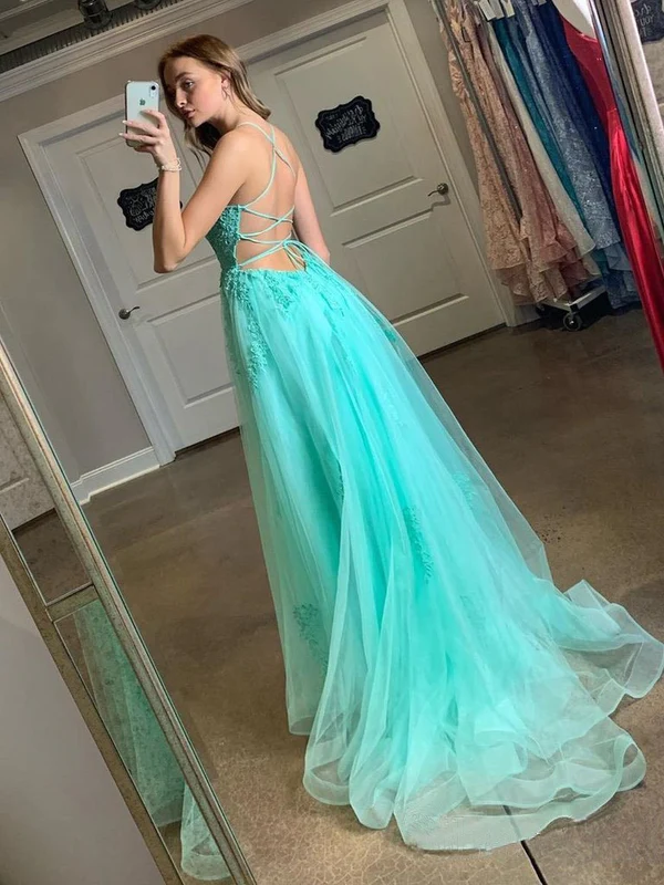 Green Prom Dress with Slit, Prom Dresses, Evening Dress, Dance Dress, Graduation School Party Gown gh2163