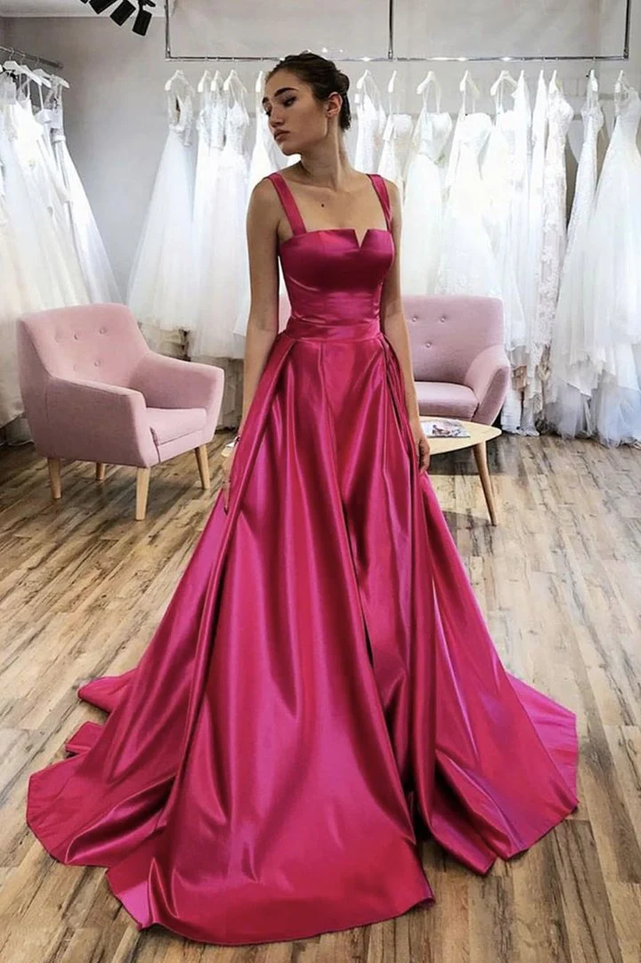 Langes Ballkleid aus rotem Satin rotes Abendkleid gh2268