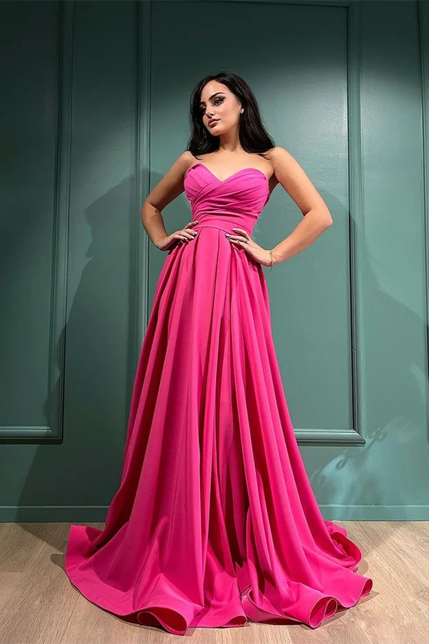 Fuchsia langes Ballkleid mit geteiltem Schatz gh2546