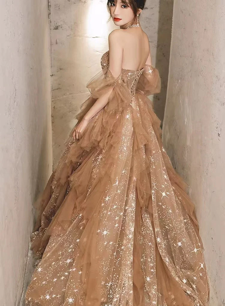 Off The Shoulder Sequin Newest Long Prom Dresses, Wedding Guest Dresses, Fashion Wedding Dresses gh2227