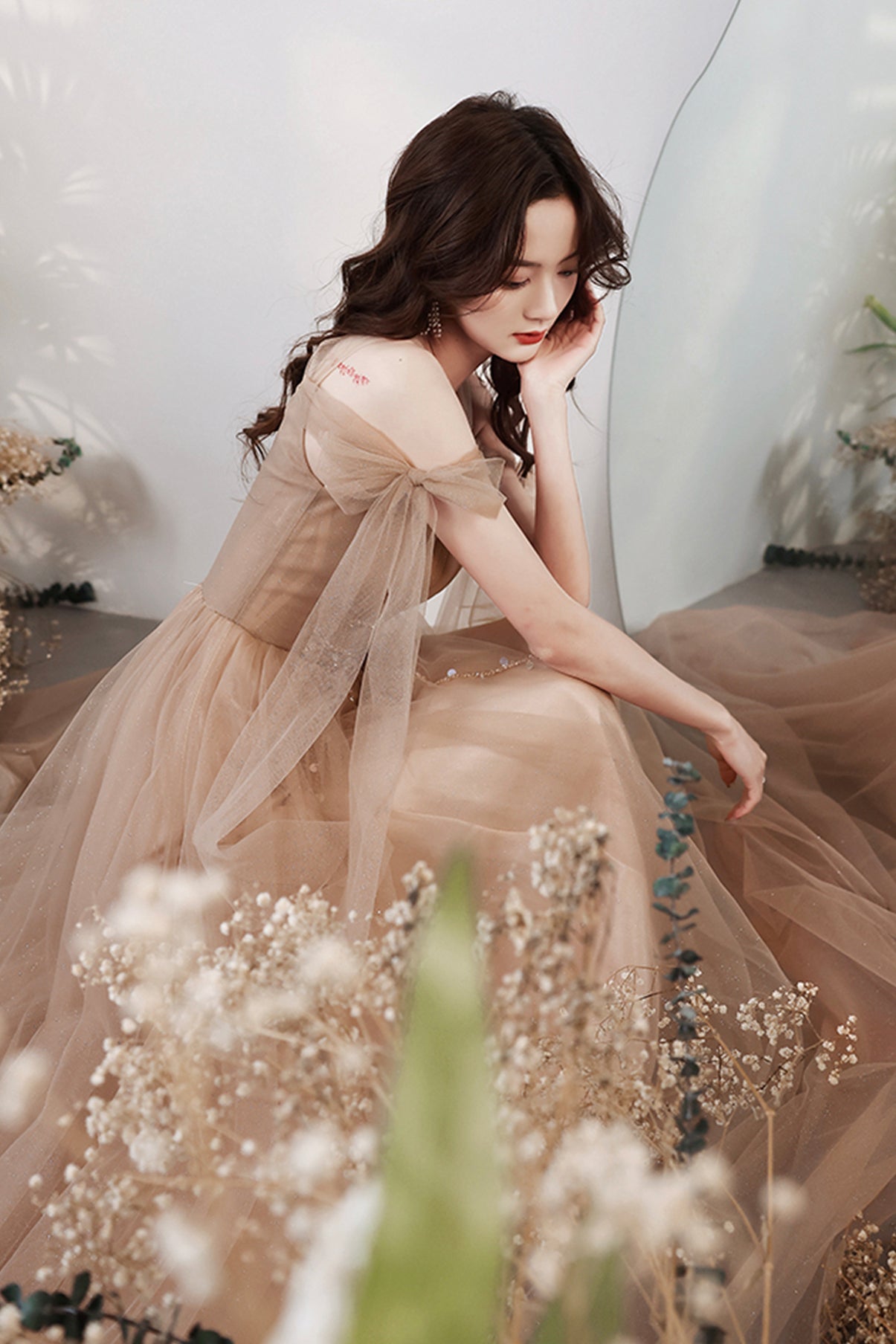 Süßes Tüll langes A-Linie Ballkleid Abendkleid 8667