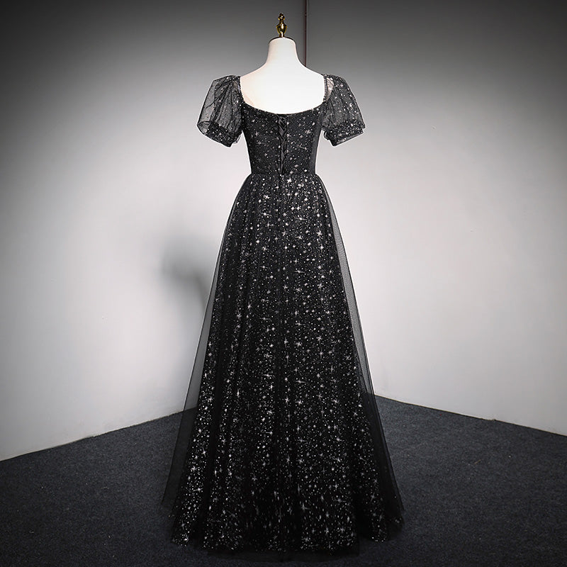 Blaues Tüll langes Ballkleid A-Linie blaues Abendkleid 10018