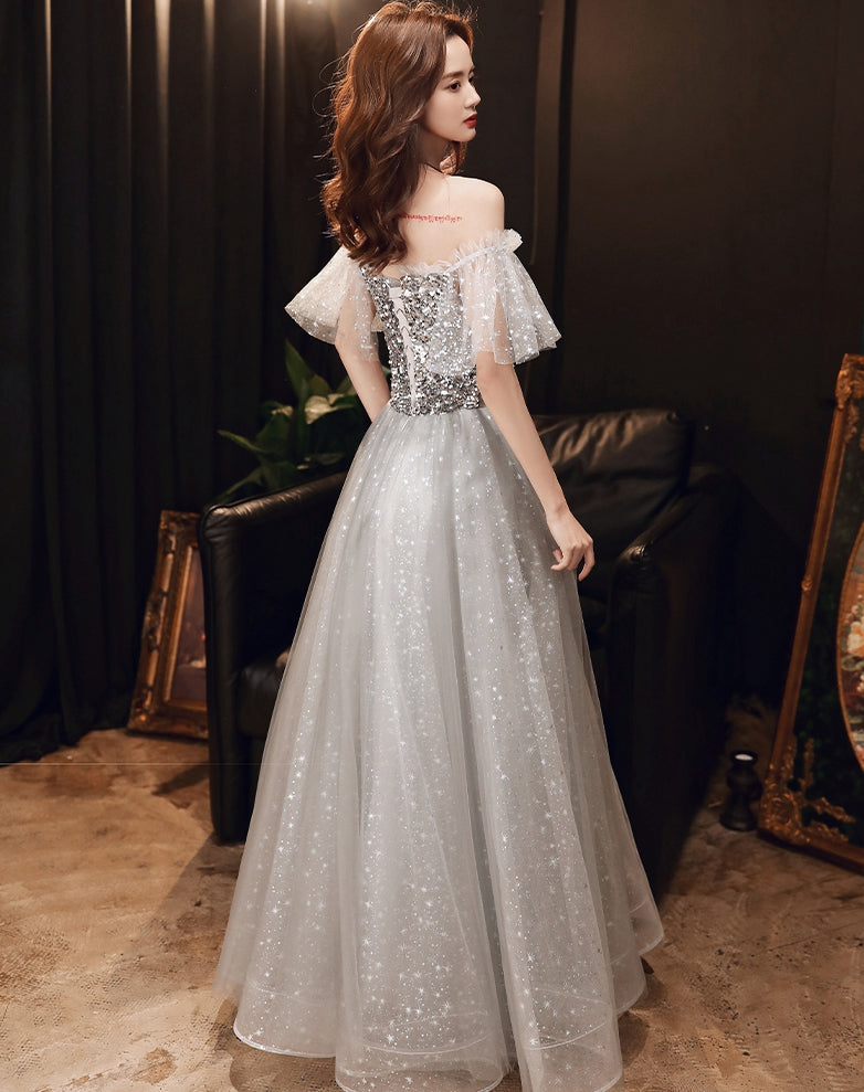 Gray sequins short prom dress evening dress 8359