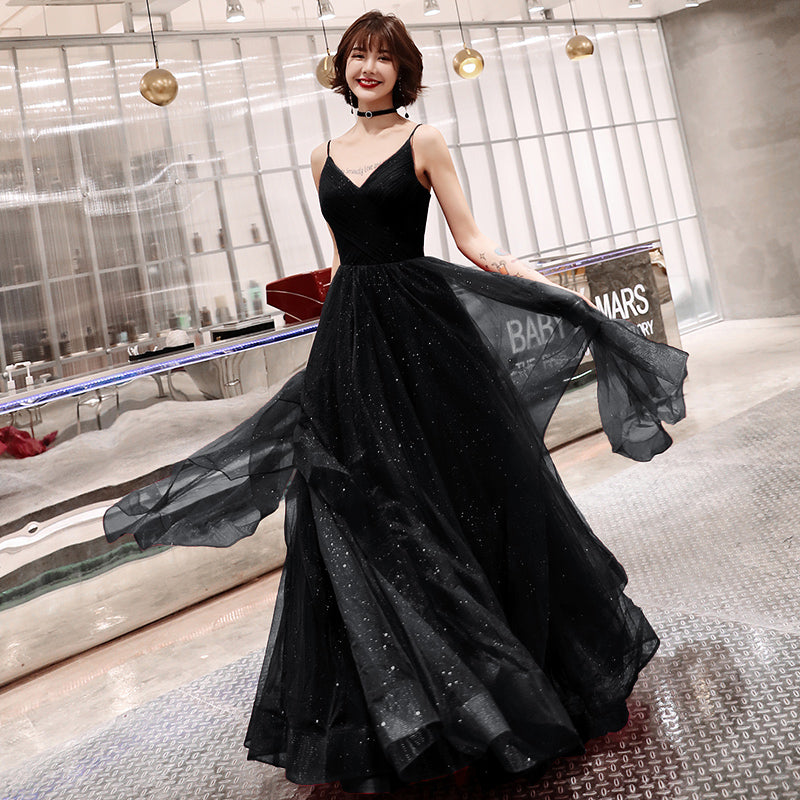 Robe de soirée longue en tulle à col en V élégante 8058