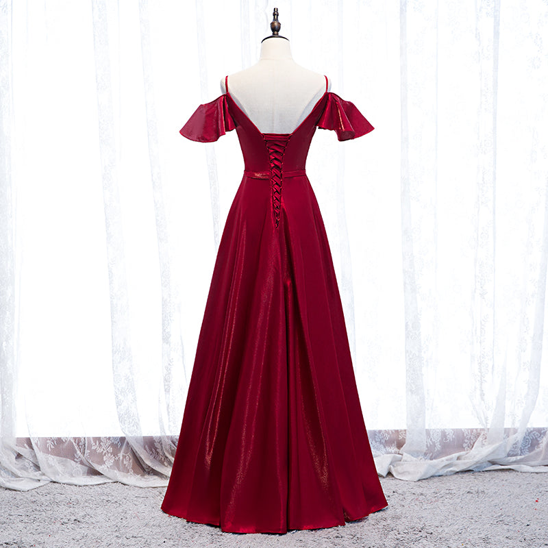 Burgundy long prom dress evening dress 8268