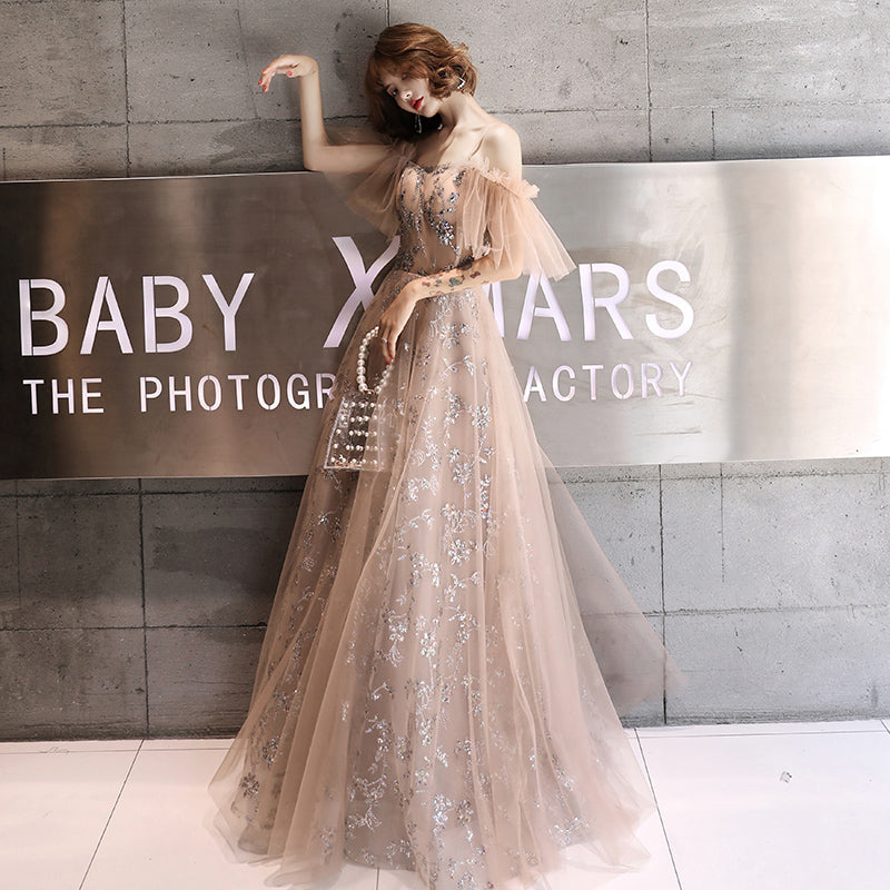 Robe de soirée longue en tulle à paillettes élégante 8218