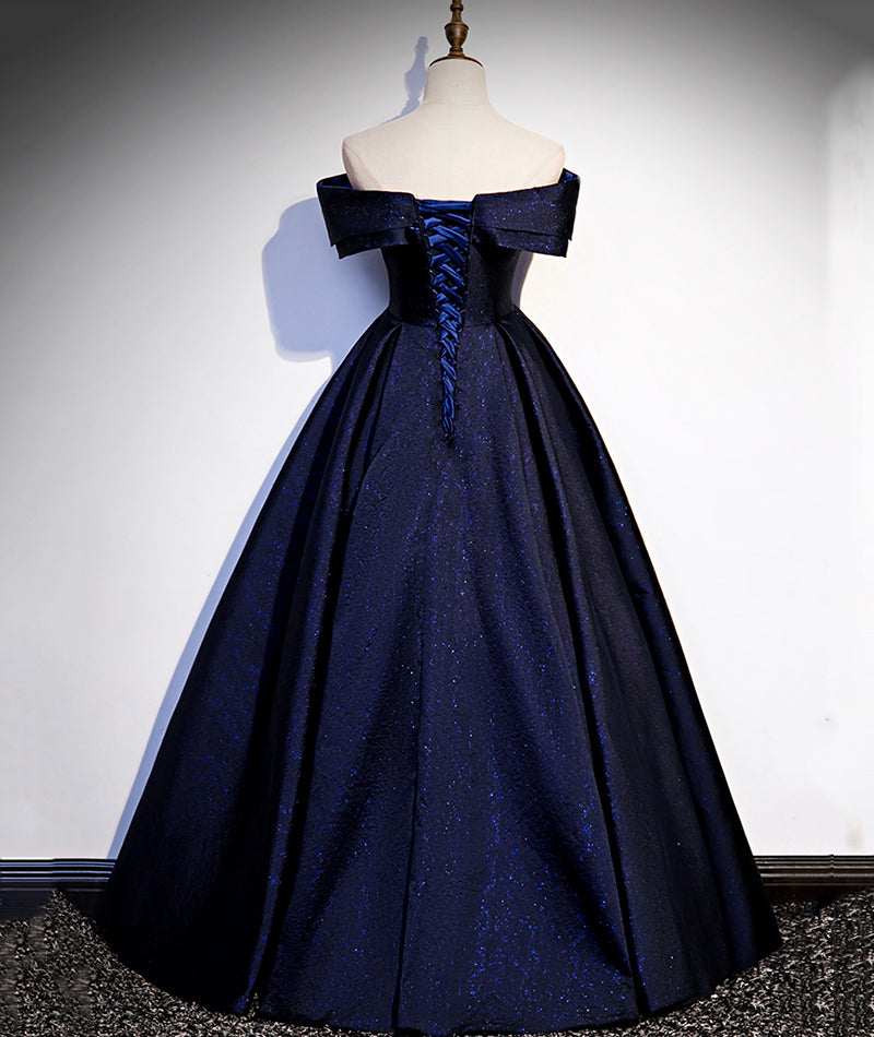 Blue Shiny Elegant Long Satin Ball Gown Evening Dress formal dress 8551