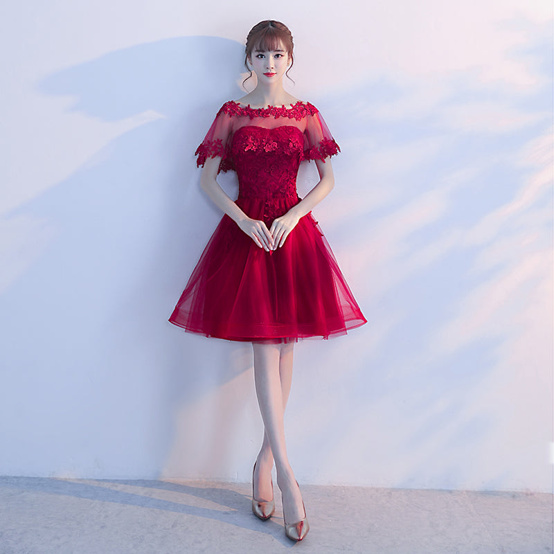 Cute lace short prom dress homecoming dress 8334