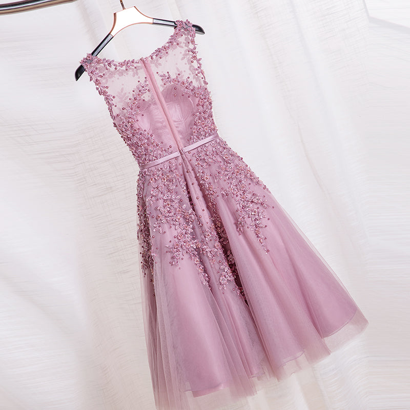 Charming A-line lace short prom dress,homecoming dres 7693