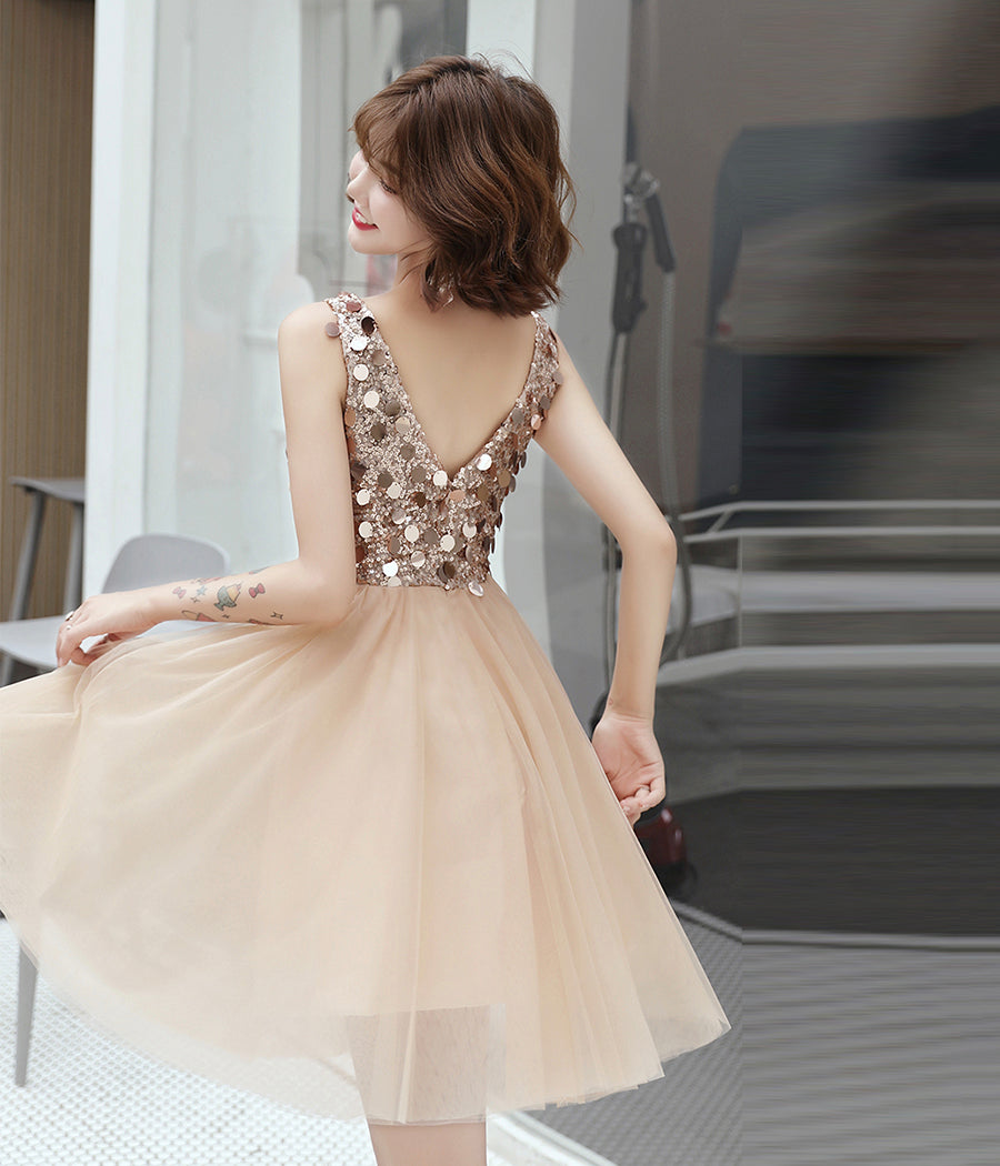 Robe de soirée courte en tulle à paillettes 8301