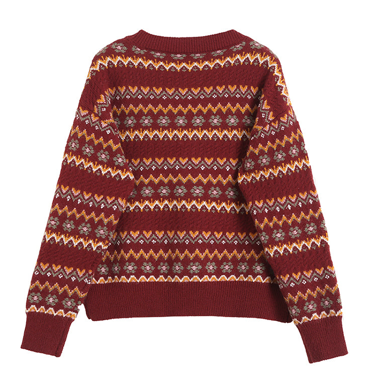 Pull rayé jacquard Mori veste cardigan vieillissante douce 7729