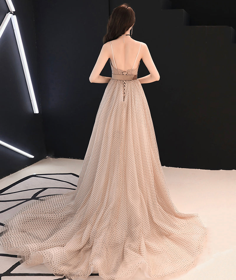 Simple v neck tulle long ball gown dress formal dress 8373