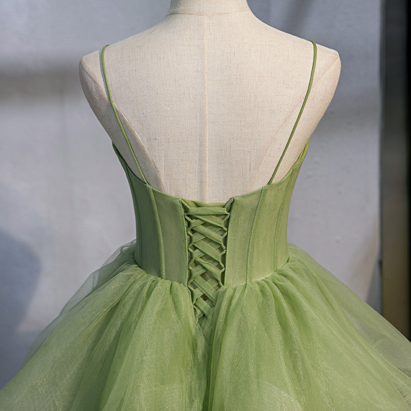 Robe de soirée longue en tulle vert 8314