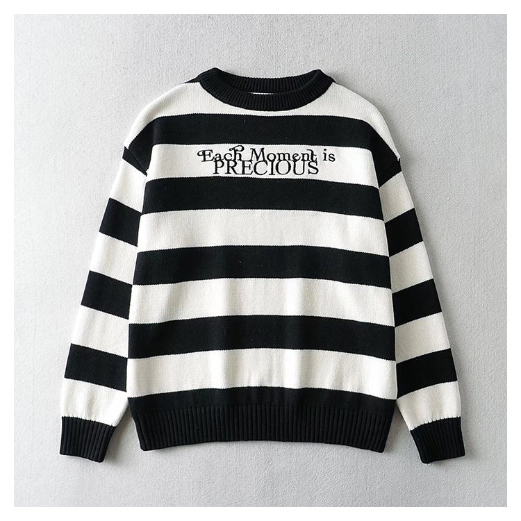 Pull à manches longues polyvalent avec lettres brodées paresseuses 7741