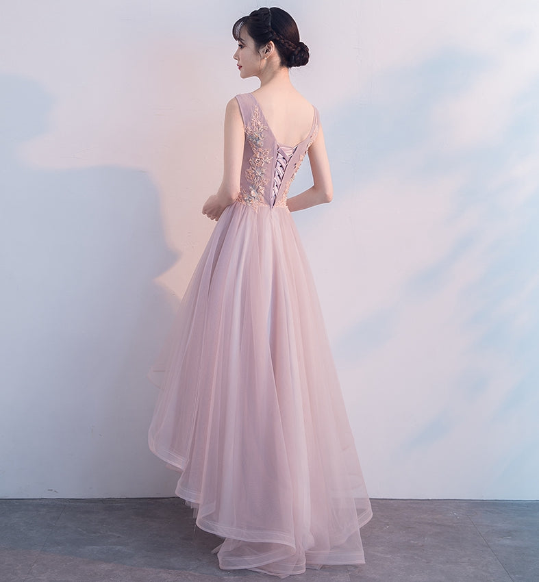 Amazing nude pink lace short prom dress,homecoming dresses 7574