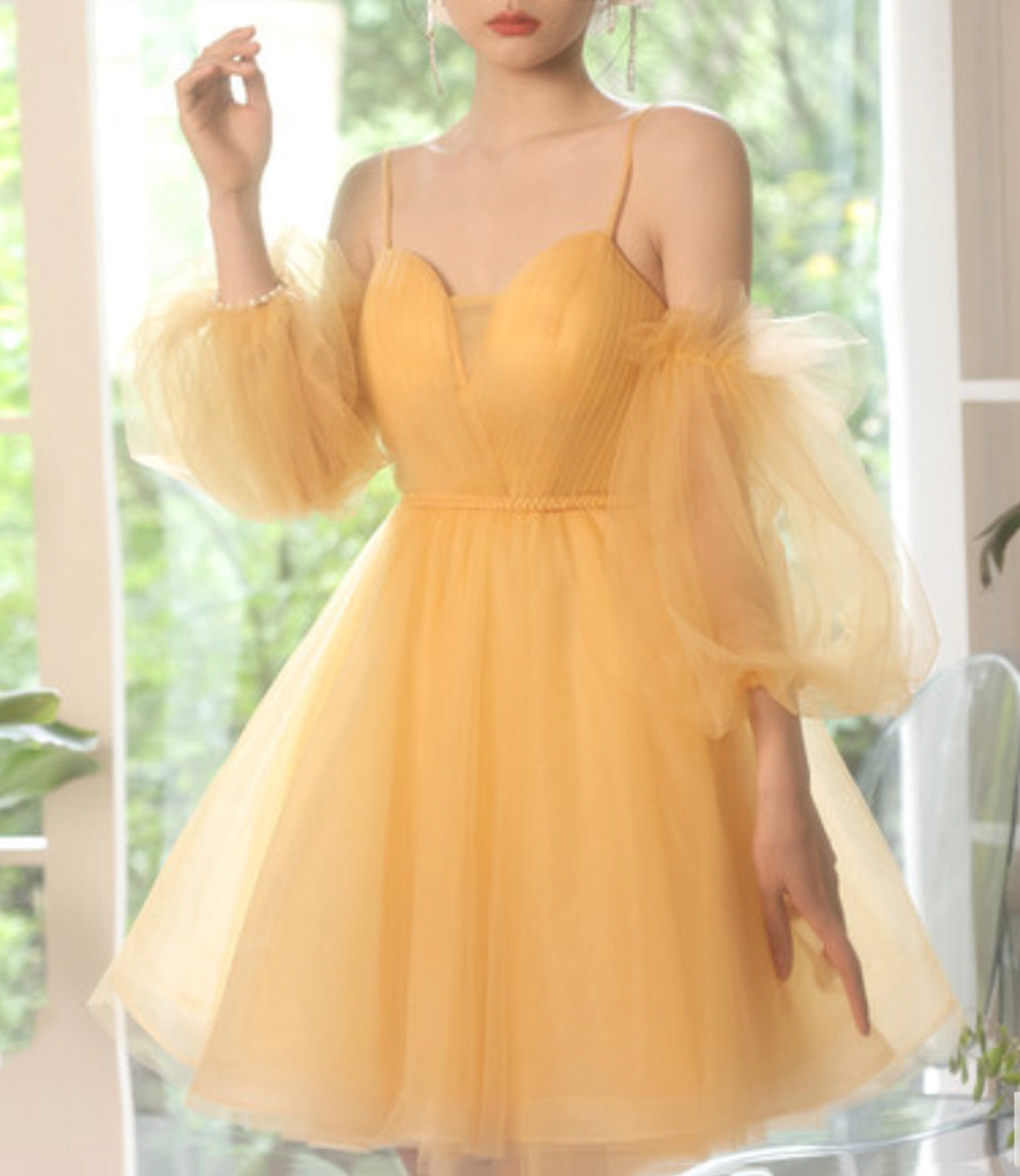 Green tulle short prom dress cocktail dress 8983