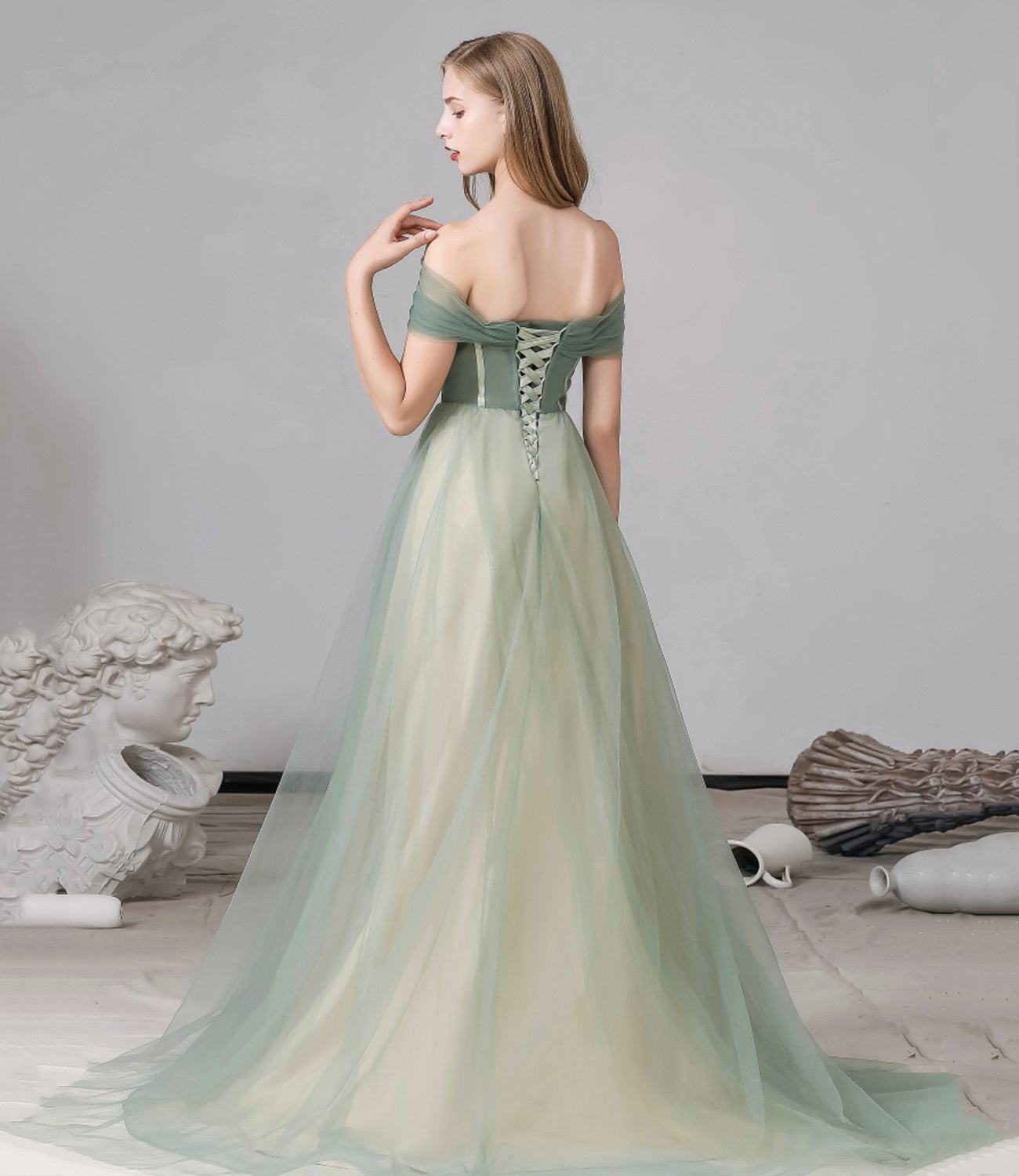 Süßes Tüll langes A-Linie Ballkleid Abendkleid 8791