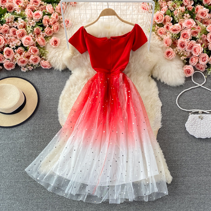 Süßes A-Linie Tüll kurzes Kleid Modekleid 450