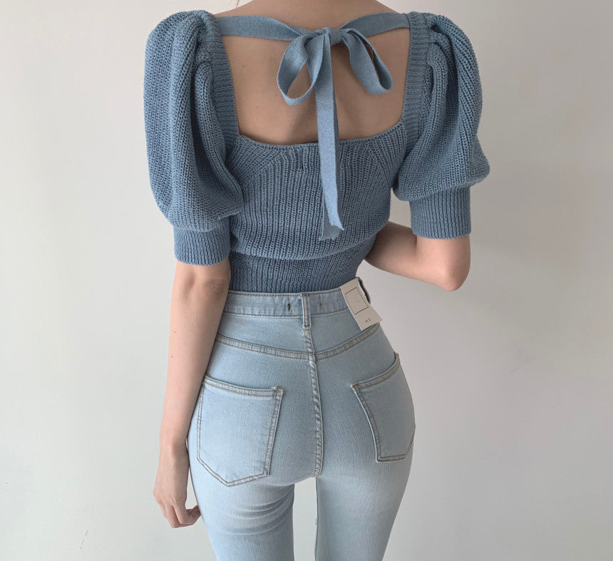 Süßes gestricktes Schnürtop 310