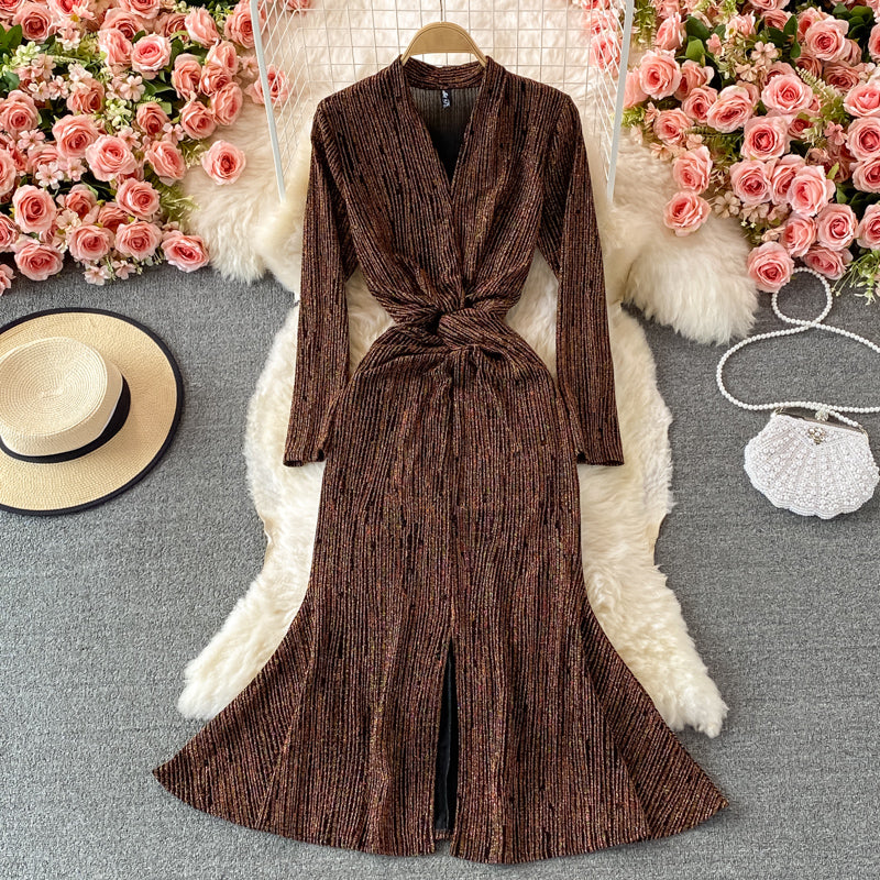 Elrgant v neck dress fashion dress 442