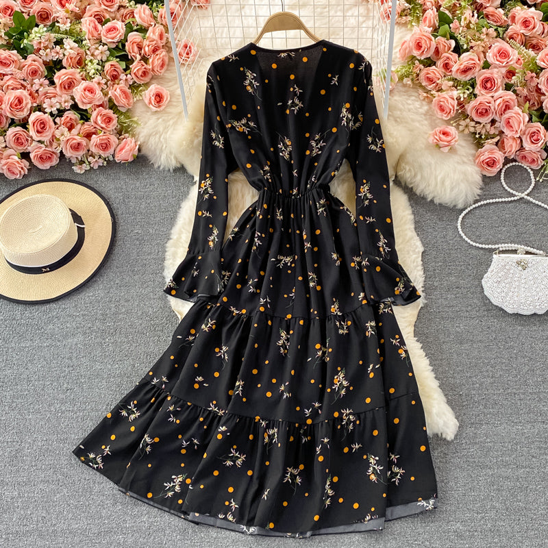 Black v neck short dress fashion dress 436