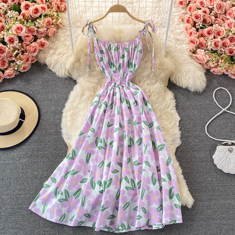 Cute A line floral dress fashion dress 422