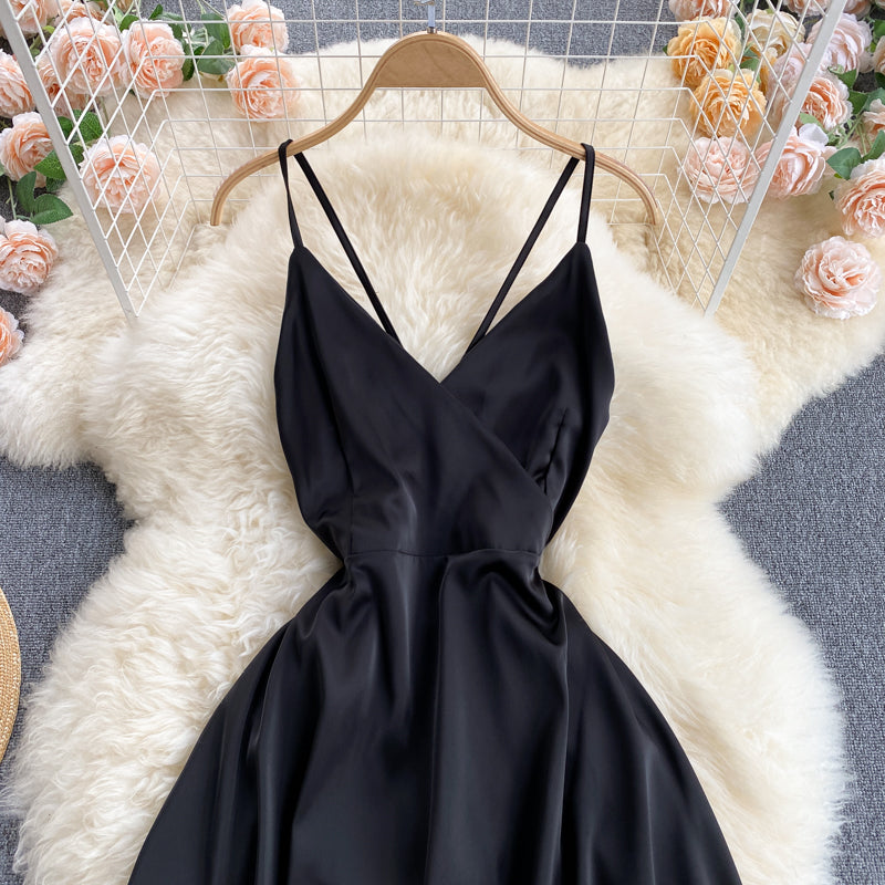 Süßes rückenfreies Kleid mit V-Ausschnitt, Modekleid 600