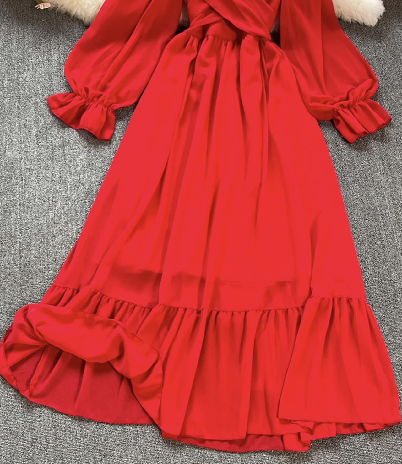 A-Linie Chiffon Langarmkleid Modekleid 644