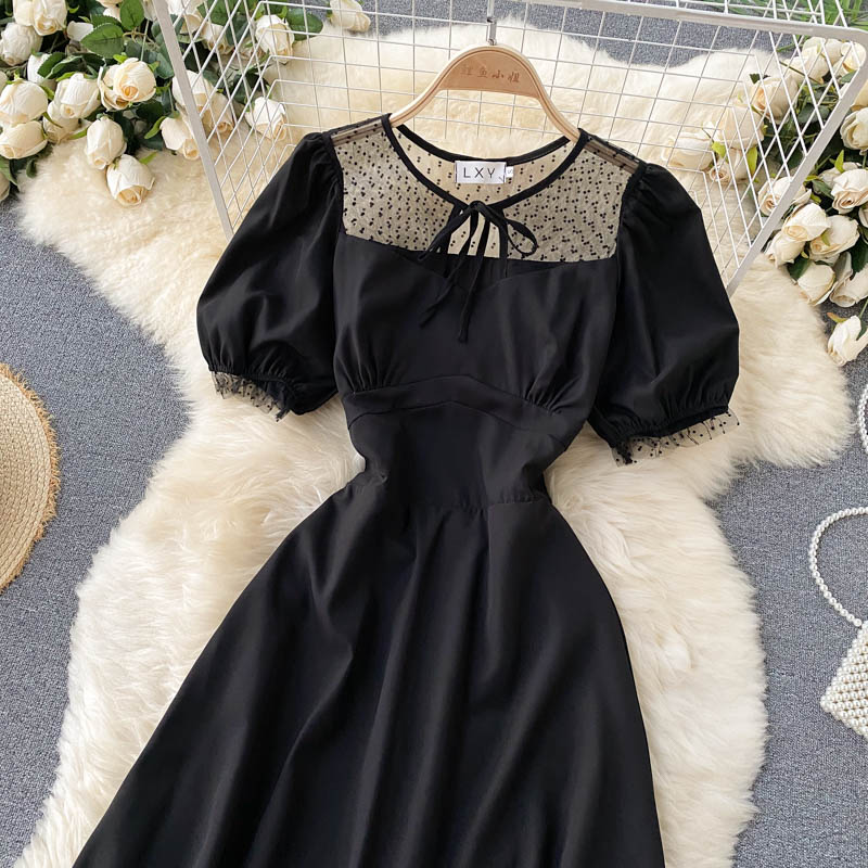 Süßes A-Linie durchsichtiges kurzes Kleid Modekleid 579