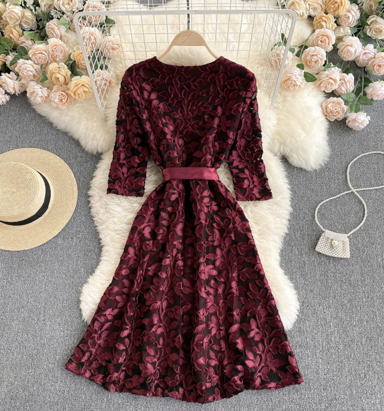 Elegant v neck short A line dress fashion dress 682