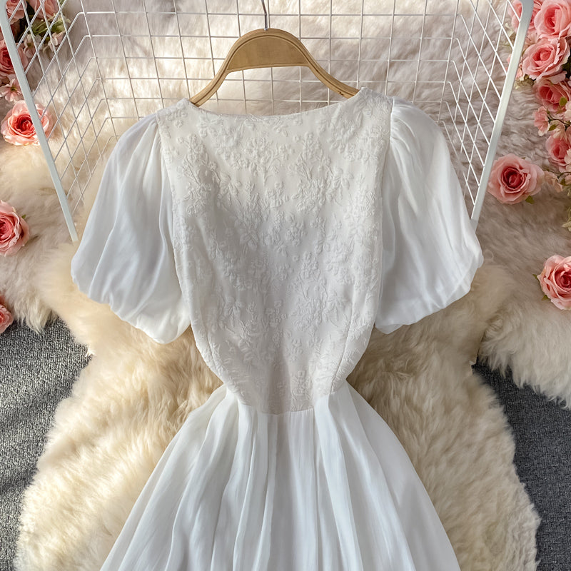 White lace A line short dress fashion dress 497