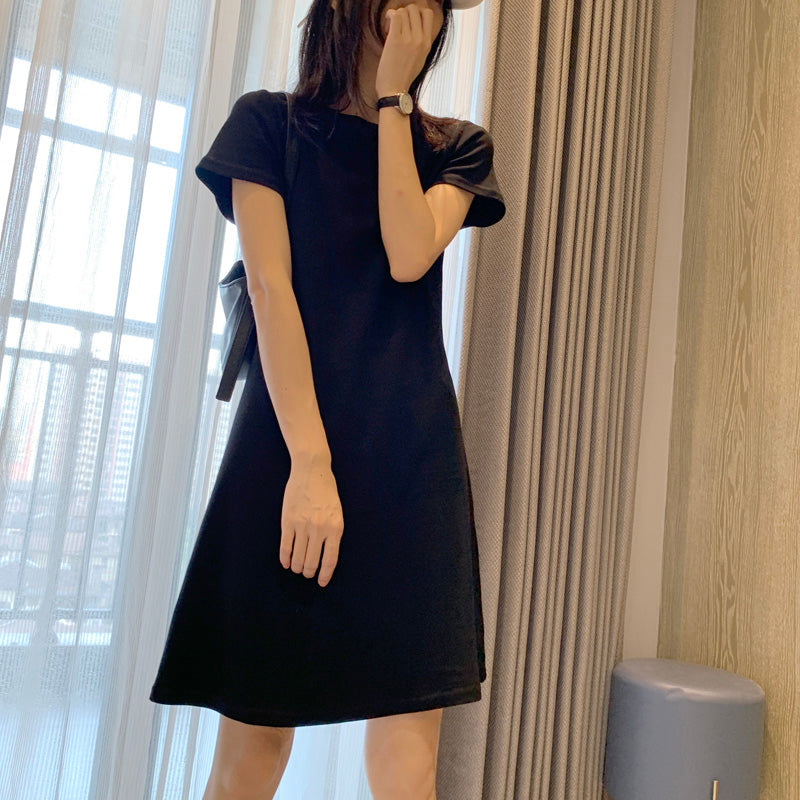 Simple round neck short dress fashion dress 541