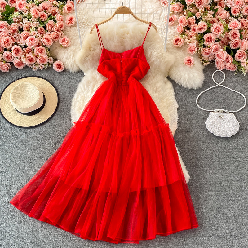 Cute tulle A line dress fashion dress 416