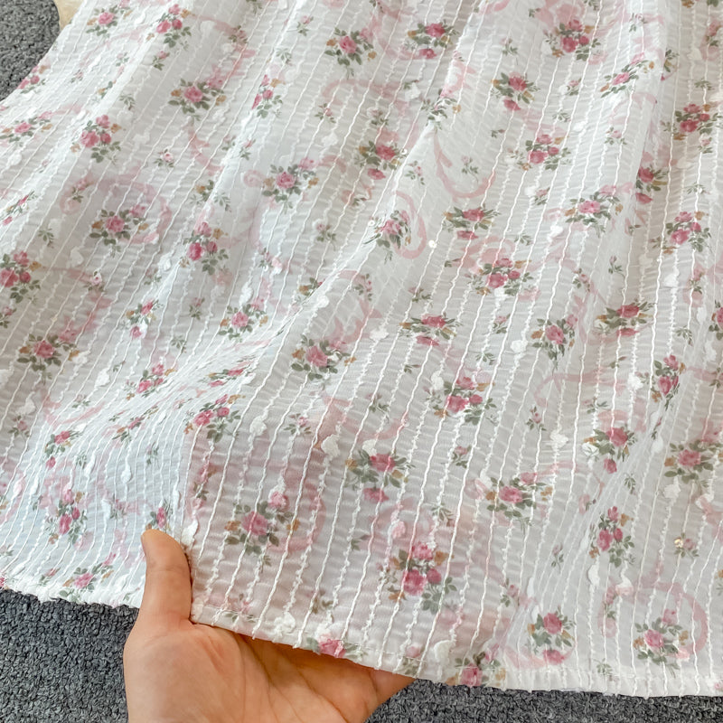 Süßes Blumenkleid in A-Linie Modekleid 511