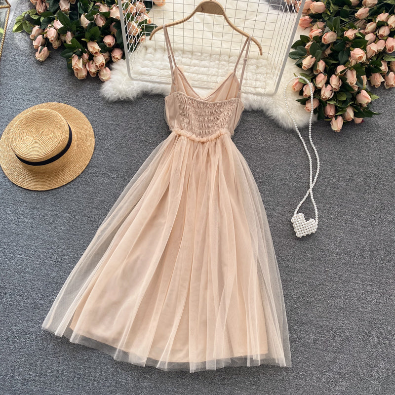 Cute v neck tulle short dress fashion dress 612