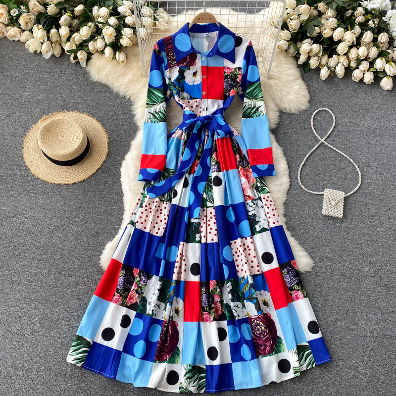 Stilvolles A-Linien-Kleid mit langen Ärmeln, modisches Kleid 464