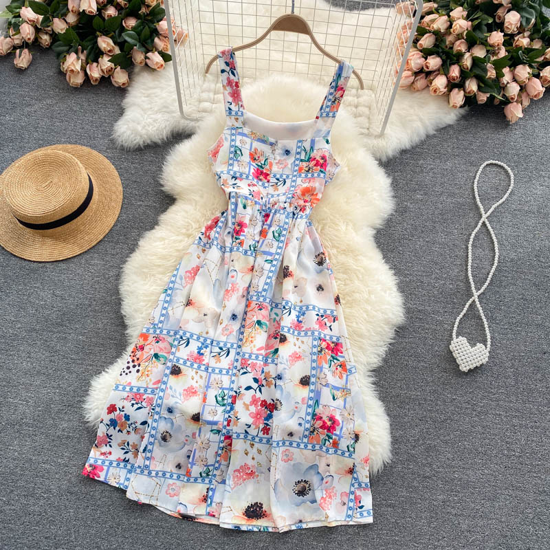 Cute A line floral dress fashion dress 559