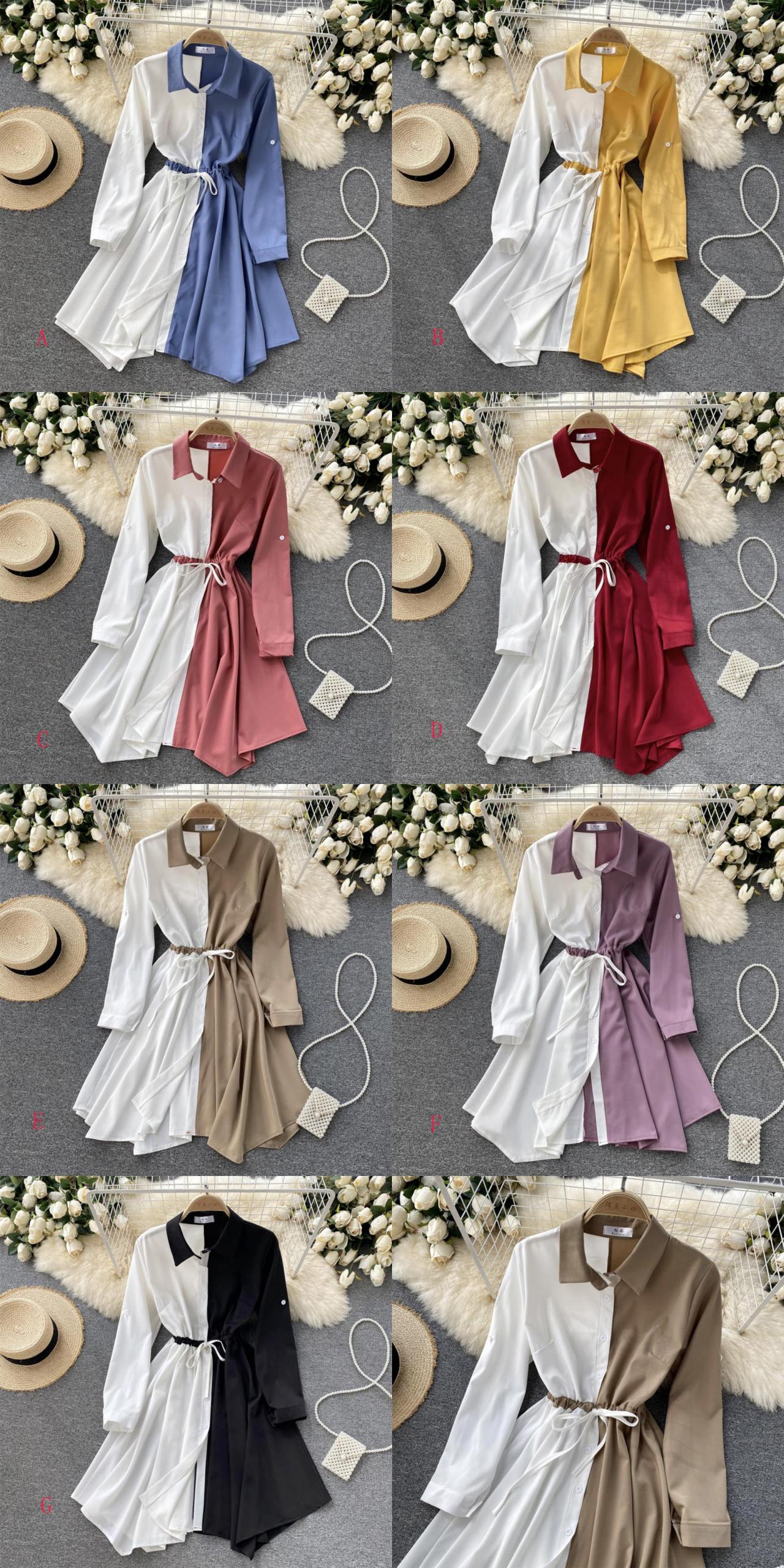 Stilvolles, kontrastierendes A-Linien-Kleid 561