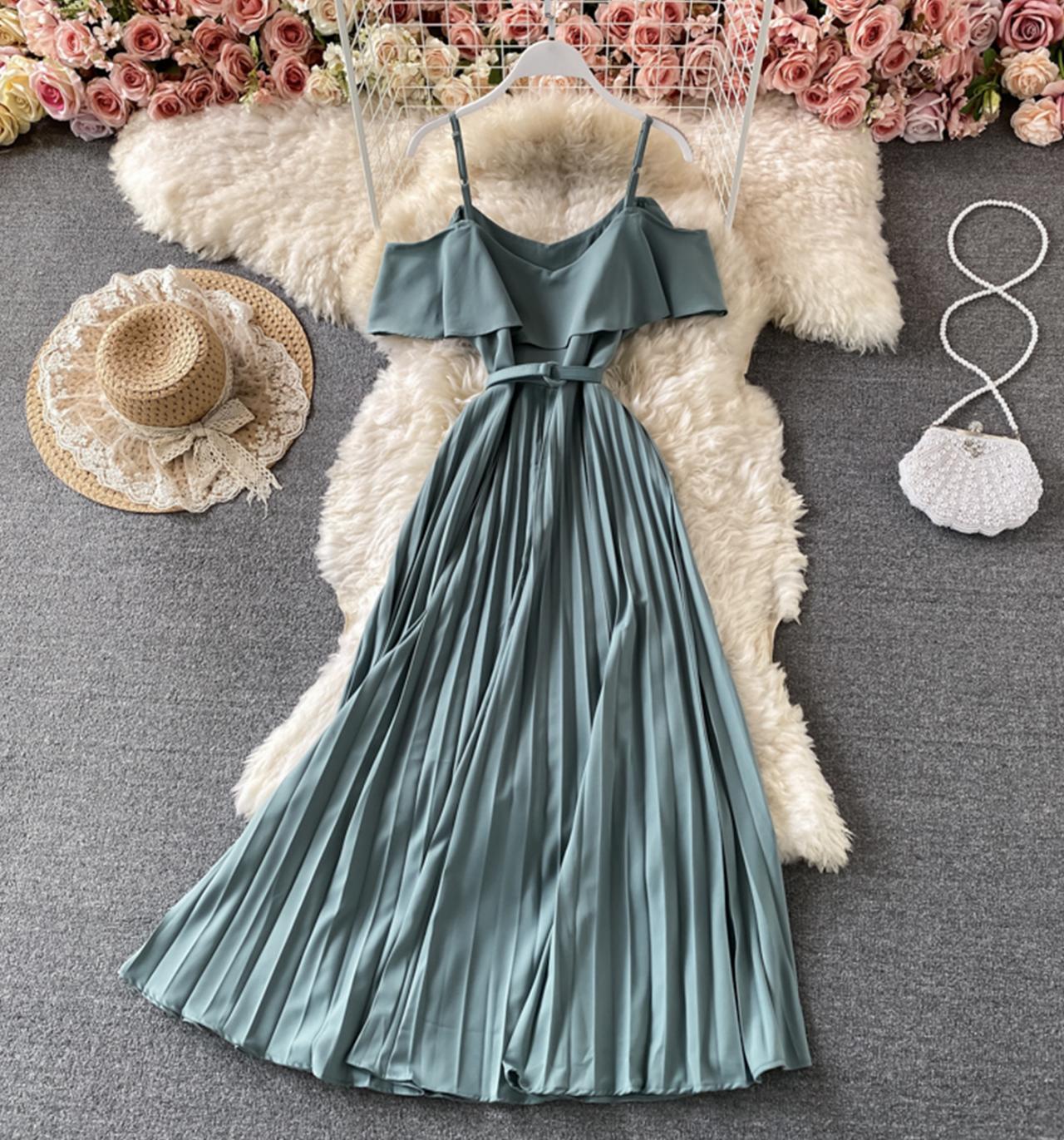 Cute A line dress off shoulder fashion dress 695