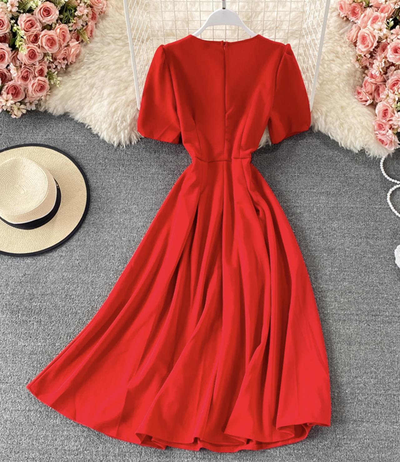 Robe courte simple à col en V, robe tendance 659