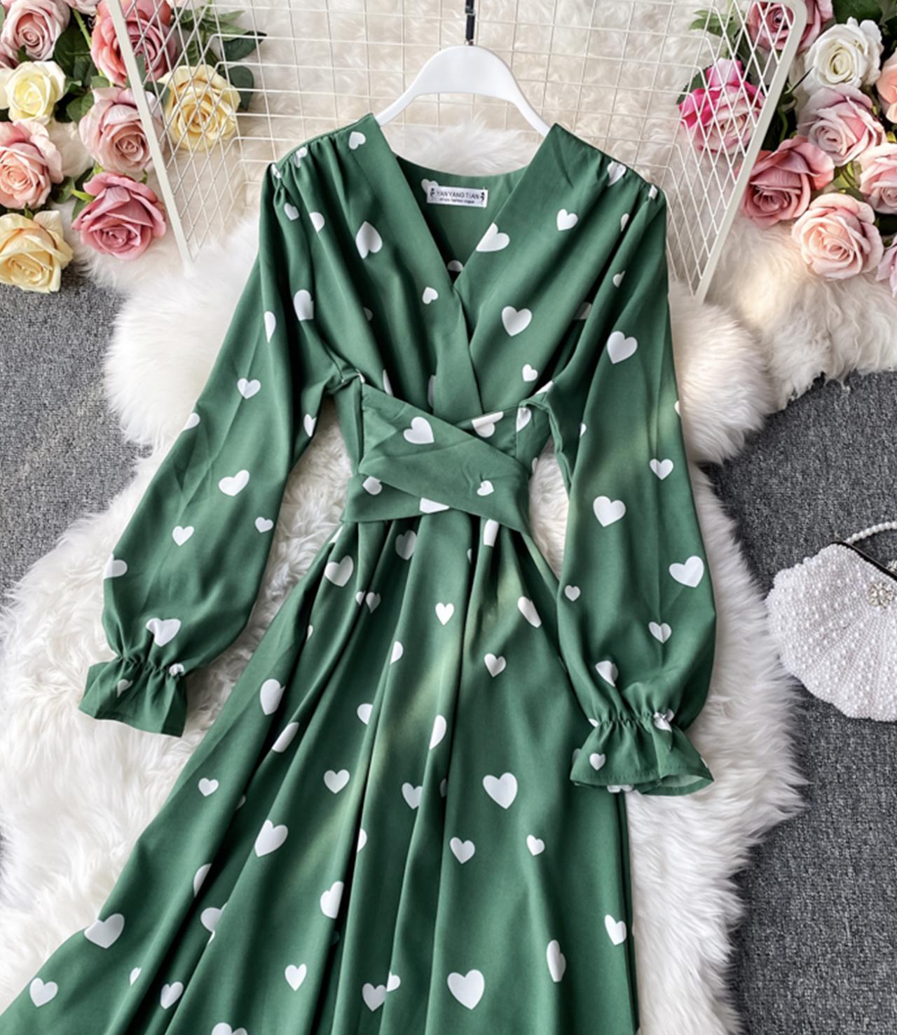 A-Linie V-Ausschnitt Langarmkleid Fashion Drees 653