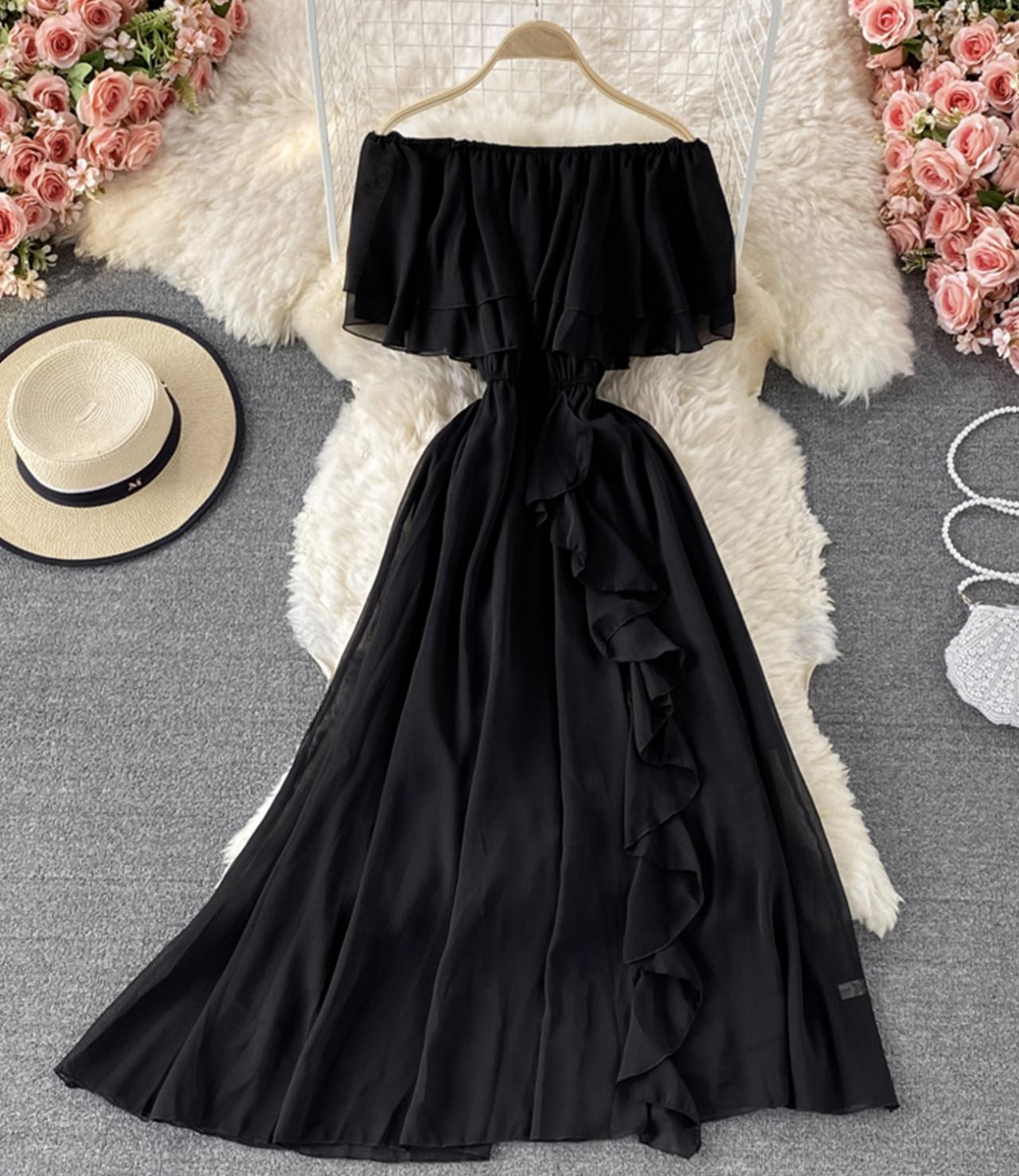 Süßes A-Linie schulterfreies Kleid Modekleid 618