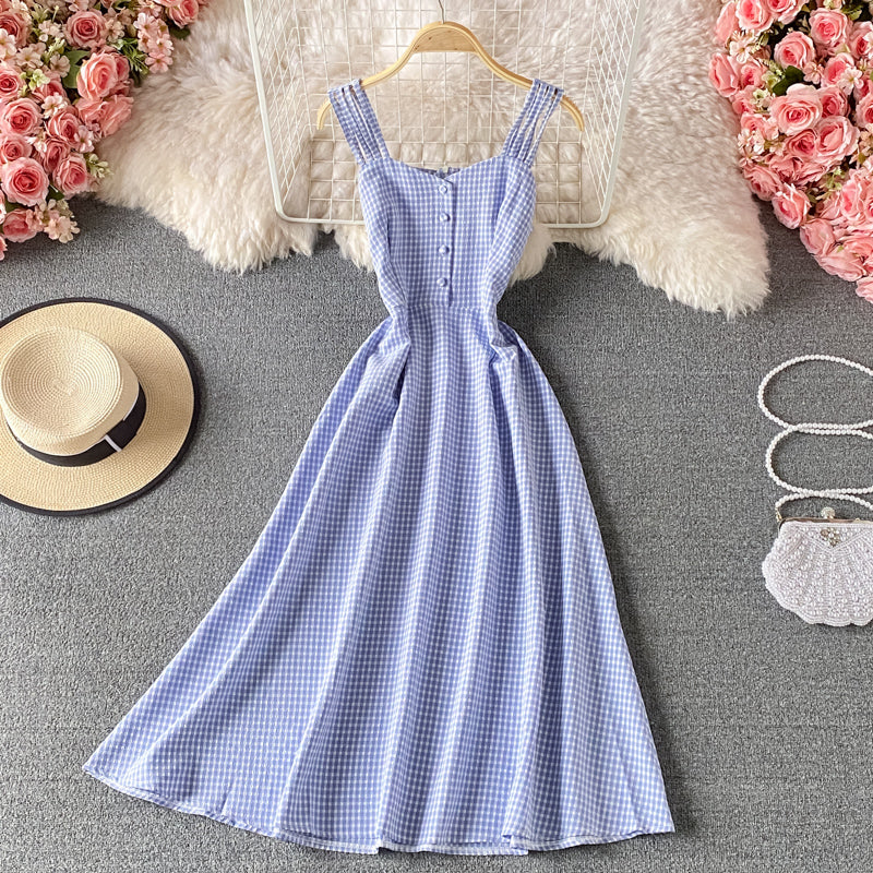 Süßes kariertes A-Linien-Modekleid 595