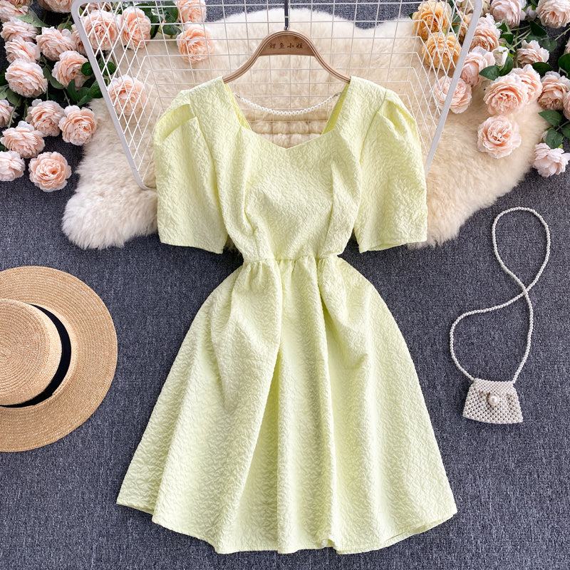 Cute A line short dress with bow 581